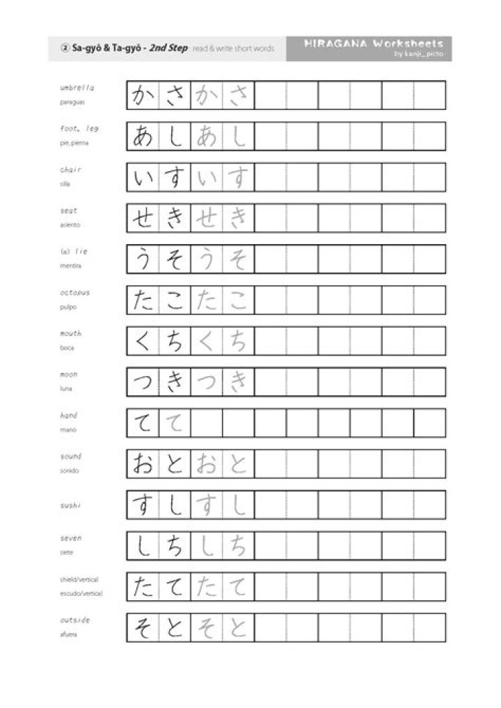 Free Japanese Language Worksheets PDF for Beginners