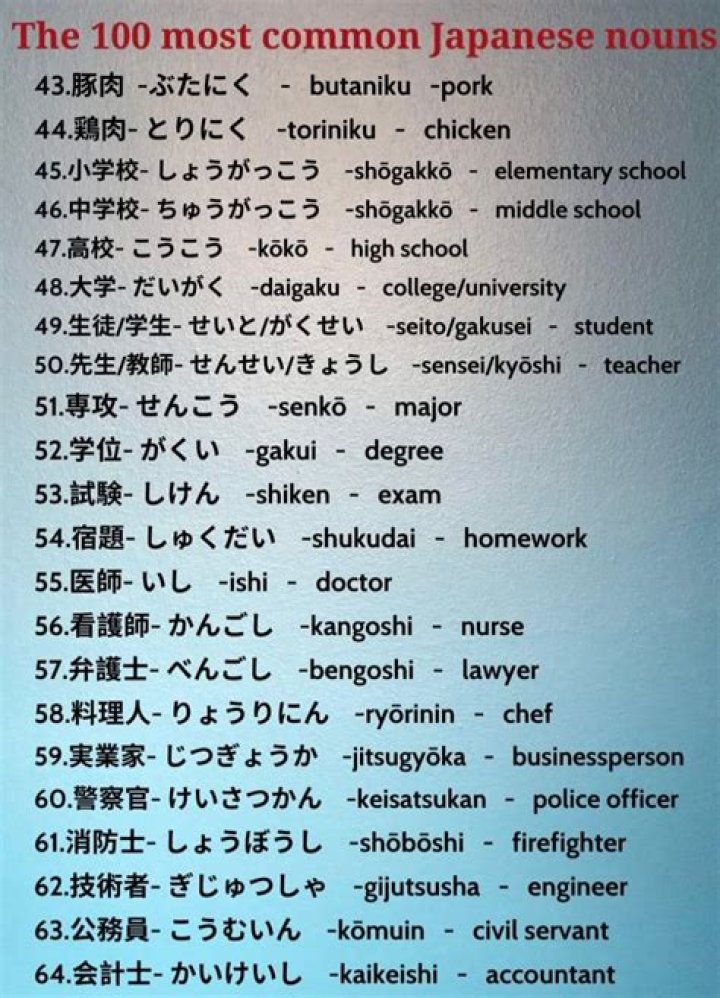 Complete Japanese Nouns List PDF for Language Learners