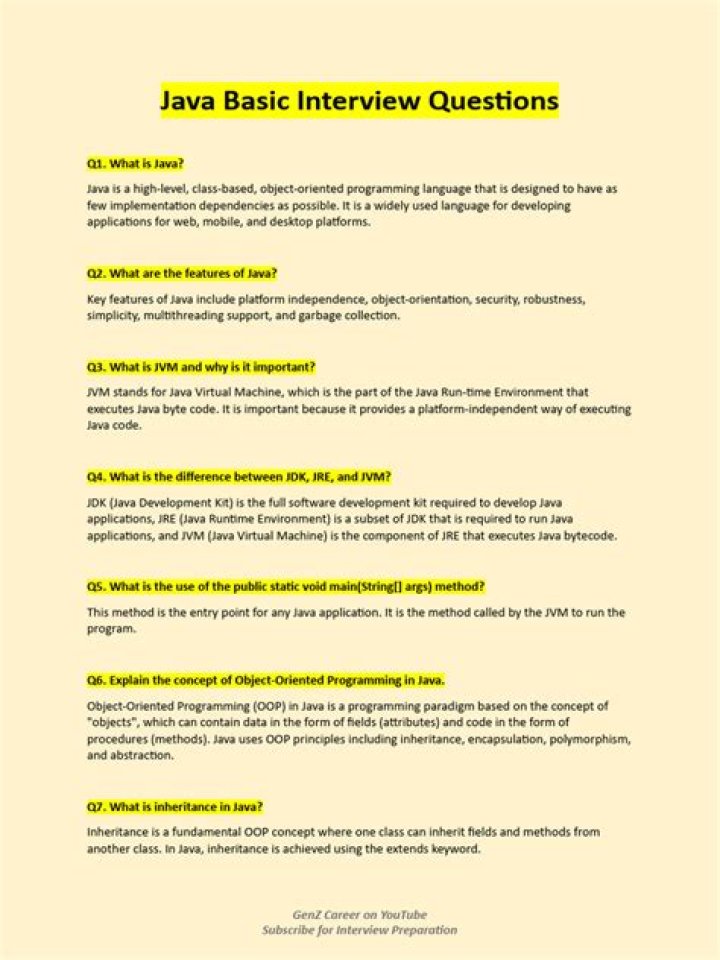 Java Basic Interview Questions and Answers PDF: Essential Topics & Answers