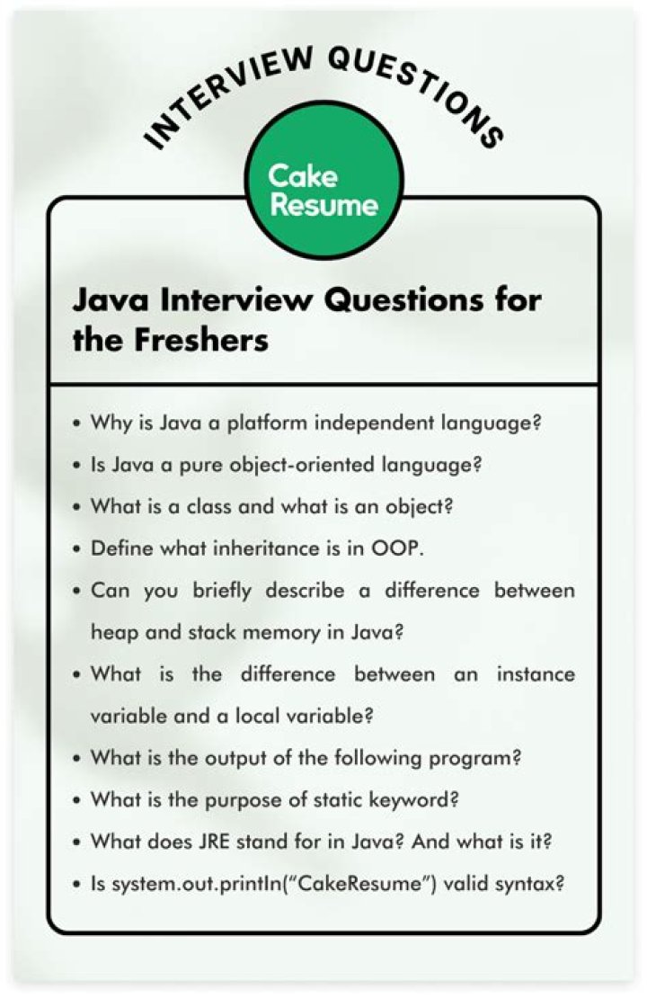 Java Basic Interview Questions for Freshers PDF Download