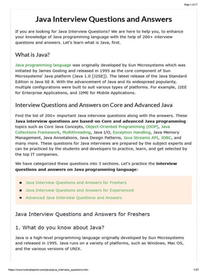 Top Java Interview Questions & Answers PDF: Master Coding Interview