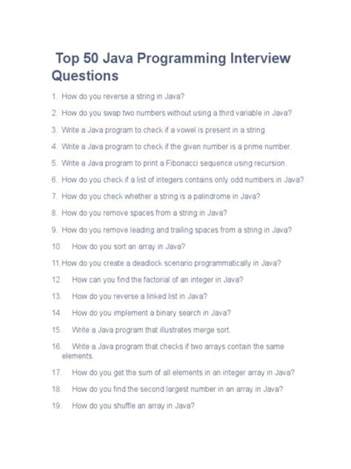 Top Java Programming Interview Questions PDF: Master Coding Interviews