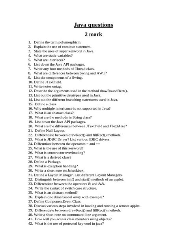 Java Programming Questions PDF: Practice & Solve Expert Answers