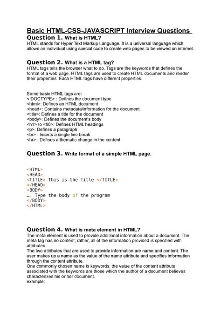 JavaScript Basic Questions and Answers PDF Guide