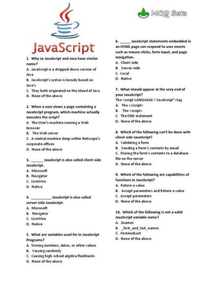 JavaScript Questions & Answers PDF: Master Coding Fundamentals