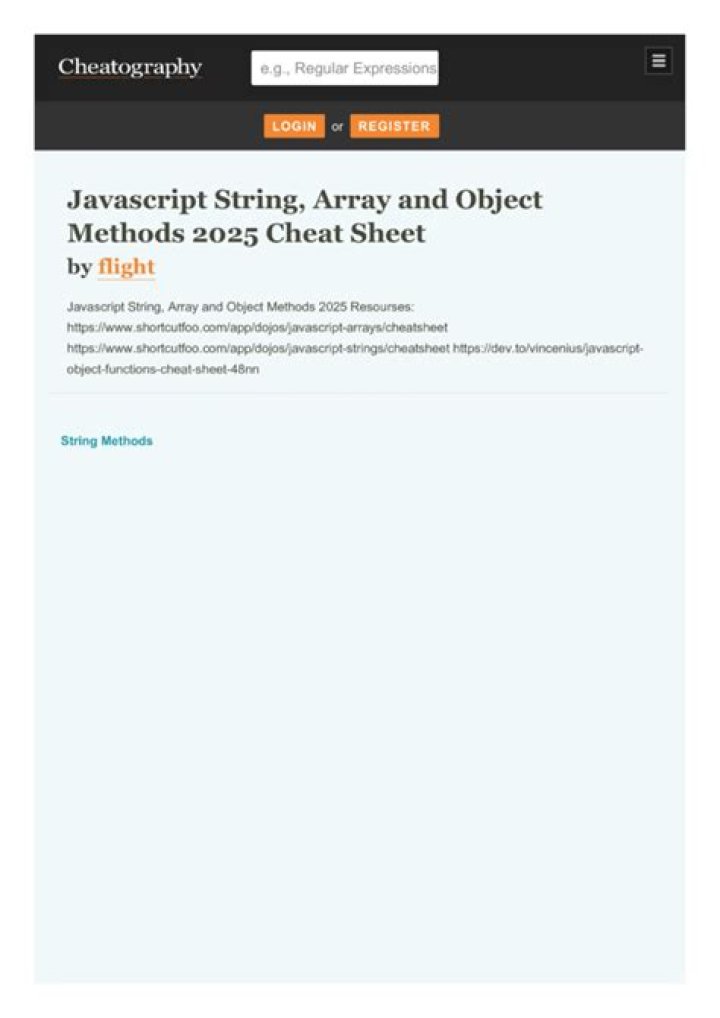 JavaScript String Methods Cheat Sheet PDF – Master Essential Functions
