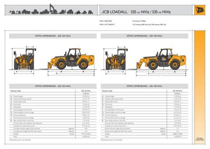 JCB 535-140 Spec Sheet PDF – Complete Technical Specifications