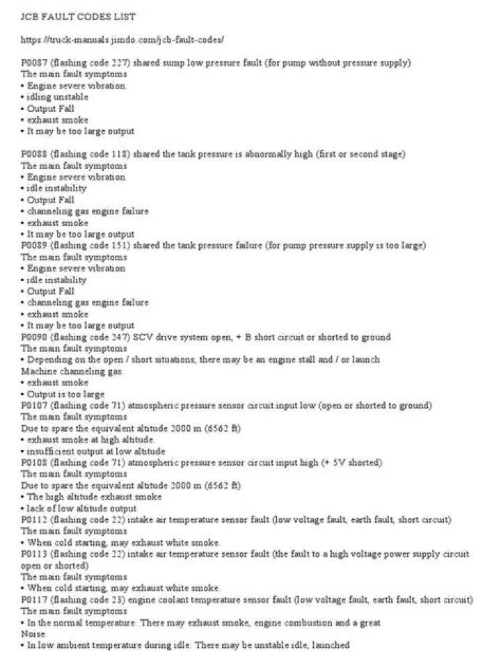 JCB Fault Codes List PDF – Quick Reference & Diagnosis