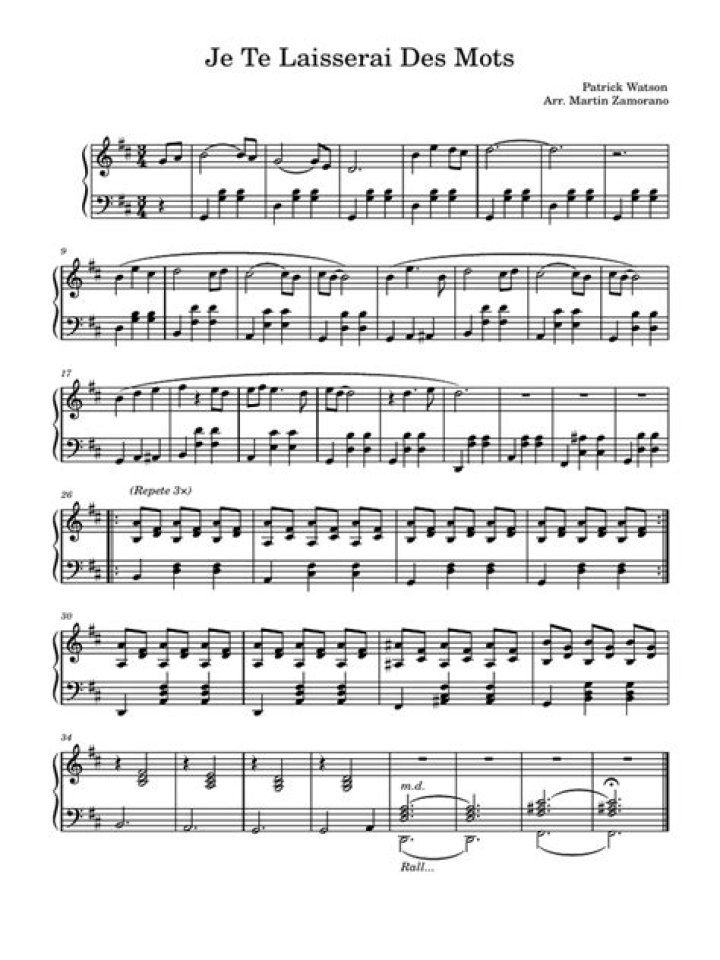 Je te laisserai des mots : PDF de Musiques à Télécharger