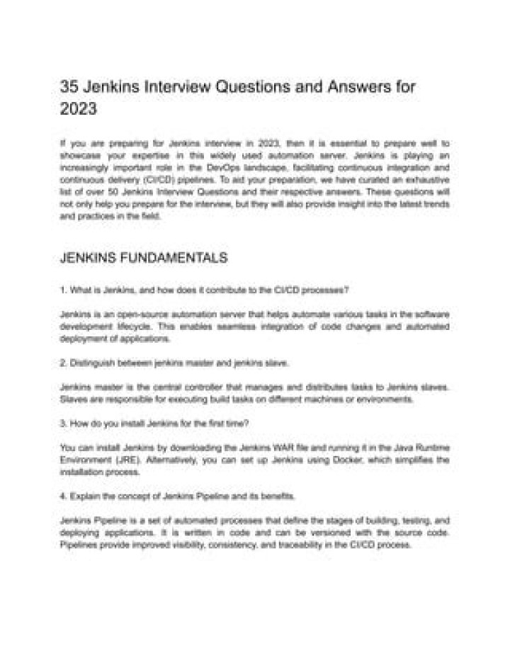 Jenkins Questions and Answers PDF: Expert Guide to CI/CD Automation
