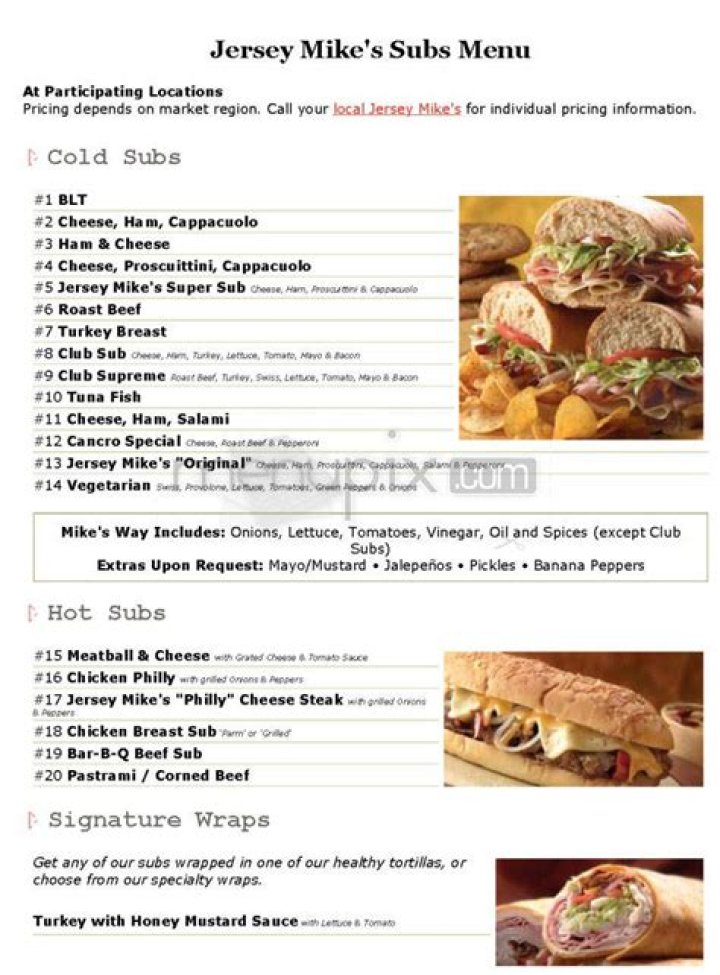 Jersey Mike's Toppings List PDF: Full Cheese & Sauce Guide