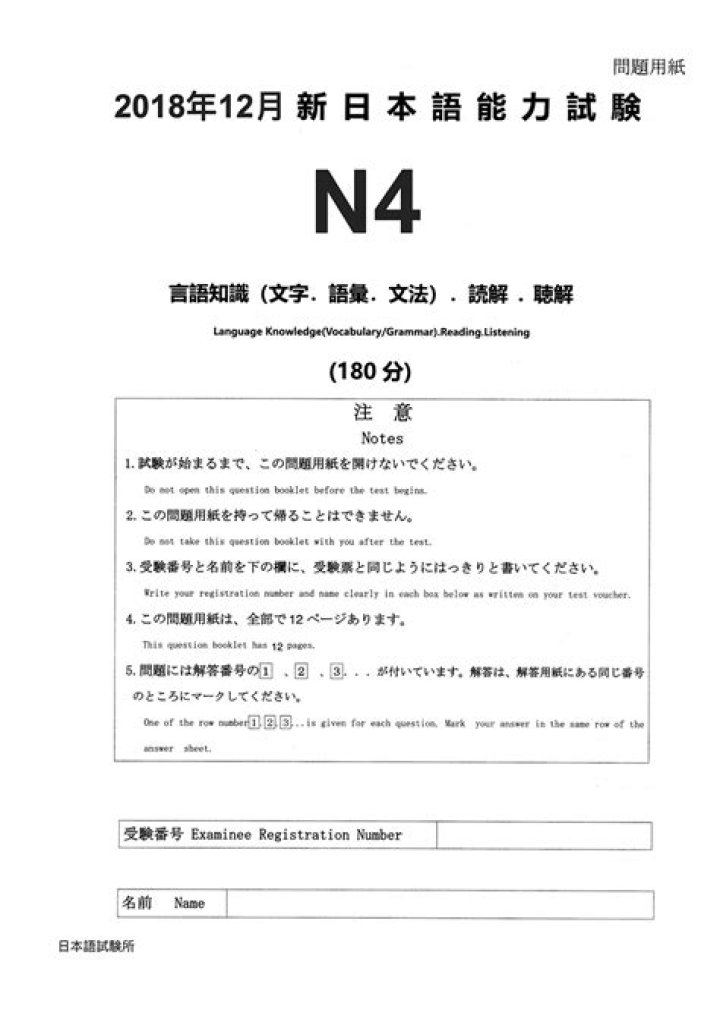 JLPT N4 Question Paper PDF: Free Download & Complete Practice