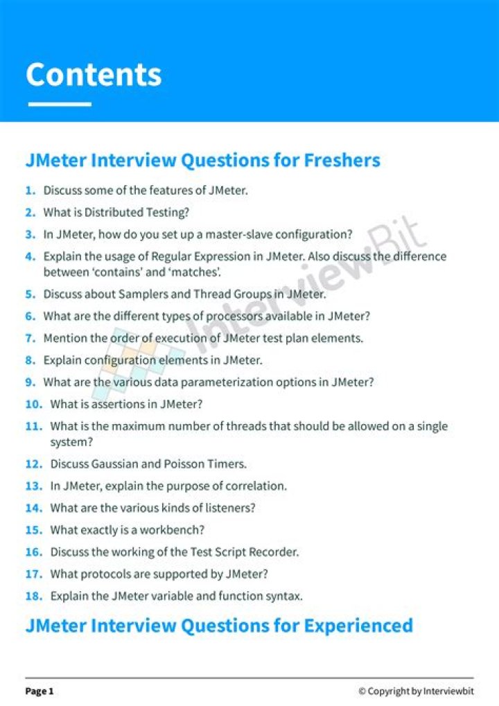 JMeter Interview Questions & Answers for Experienced PDF Testing