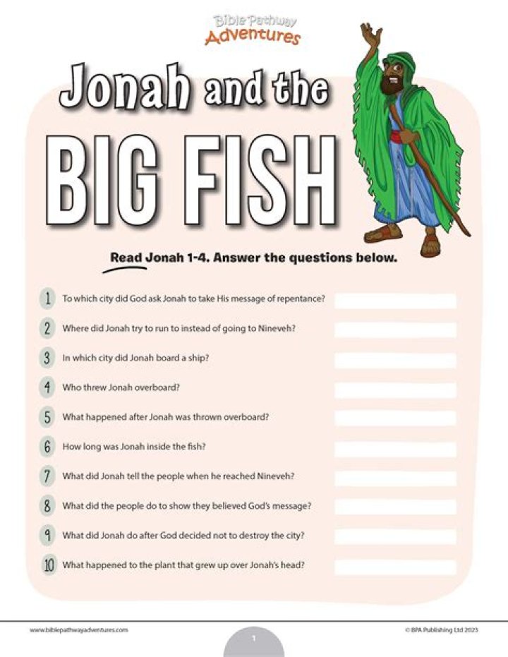 Jonah Bible Quiz Questions & Answers PDF – Test Your Faith Knowledge