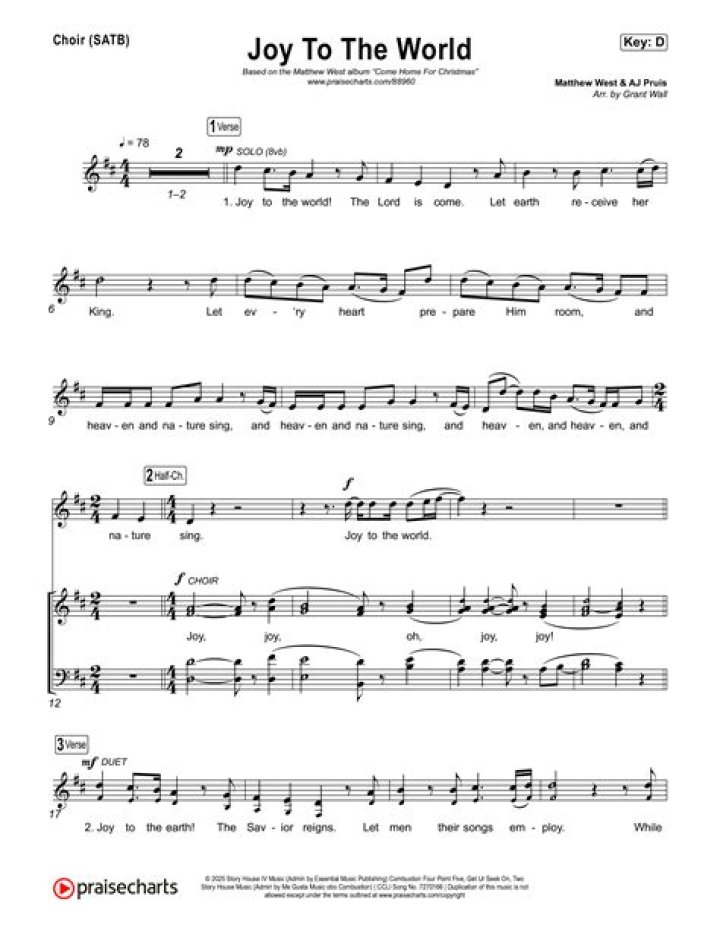 Joy to the World Choir Sheet Music PDF – Download Now