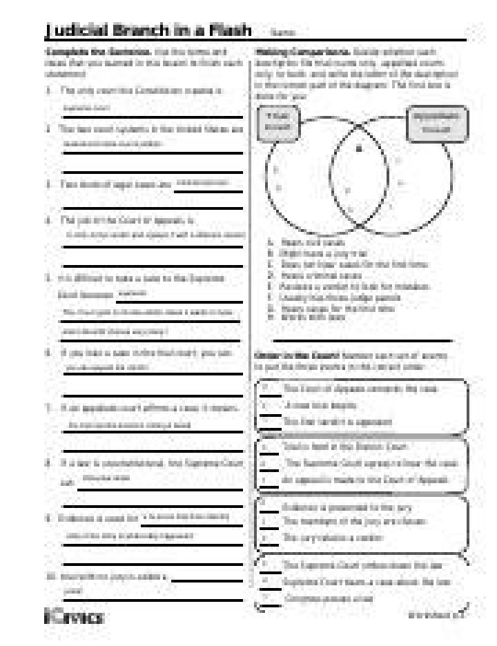 Judicial Branch in a Flash: Quick Answer Key PDF