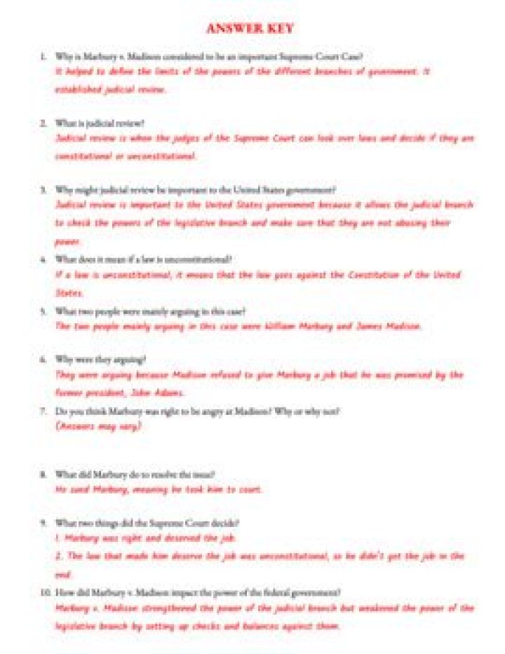 Judicial Review Answer Key PDF: Accurate Study Guide & Answers