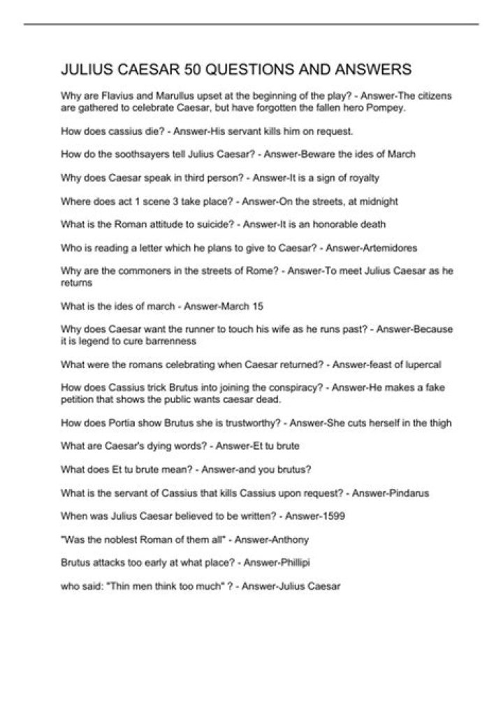 Julius Caesar Questions and Answers PDF: Expert Insights & Key Takeaways