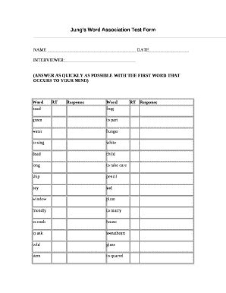 Free Jung Word Association Test PDF: Improve Memory & Creativity