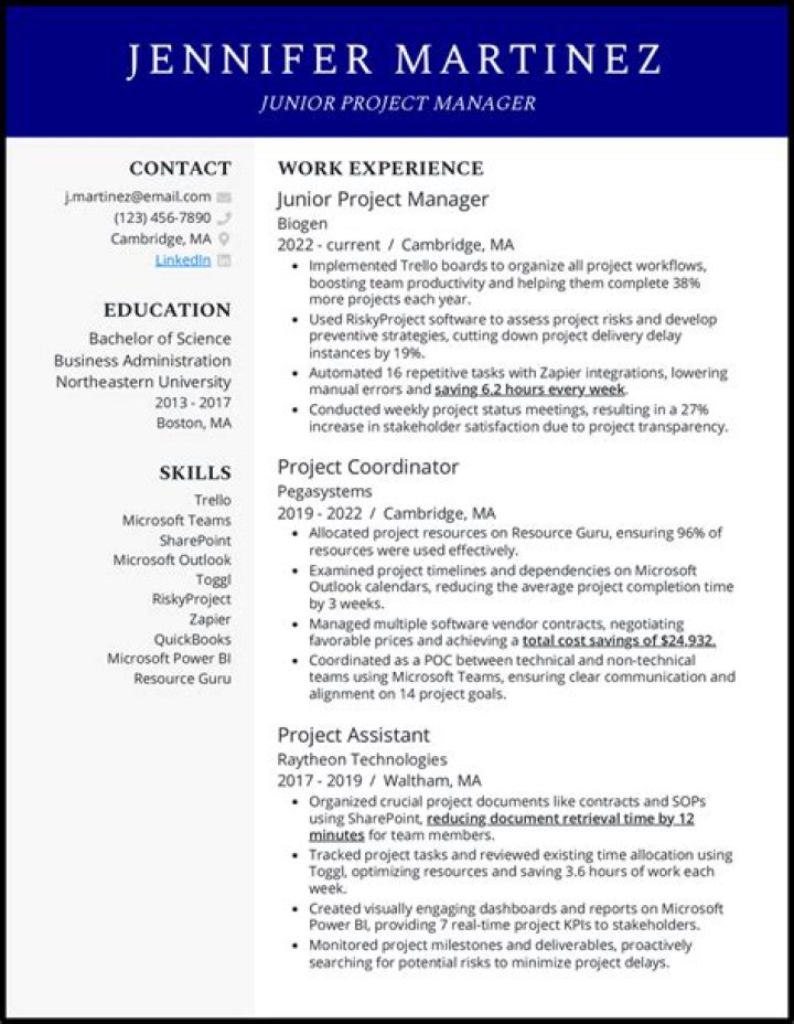 Junior Project Manager Resume PDF: Tailored for Success