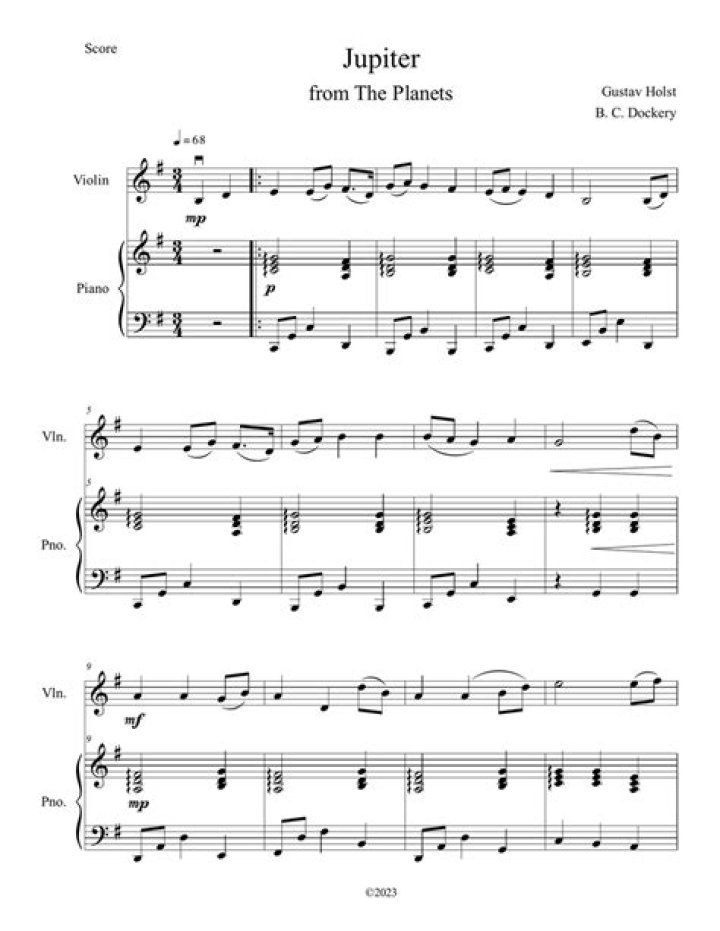 Jupiter Holst Piano Sheet Music PDF – Instant Download