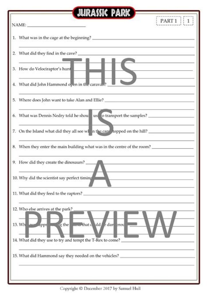 Jurassic Park Movie Questions PDF: Answers & Analysis