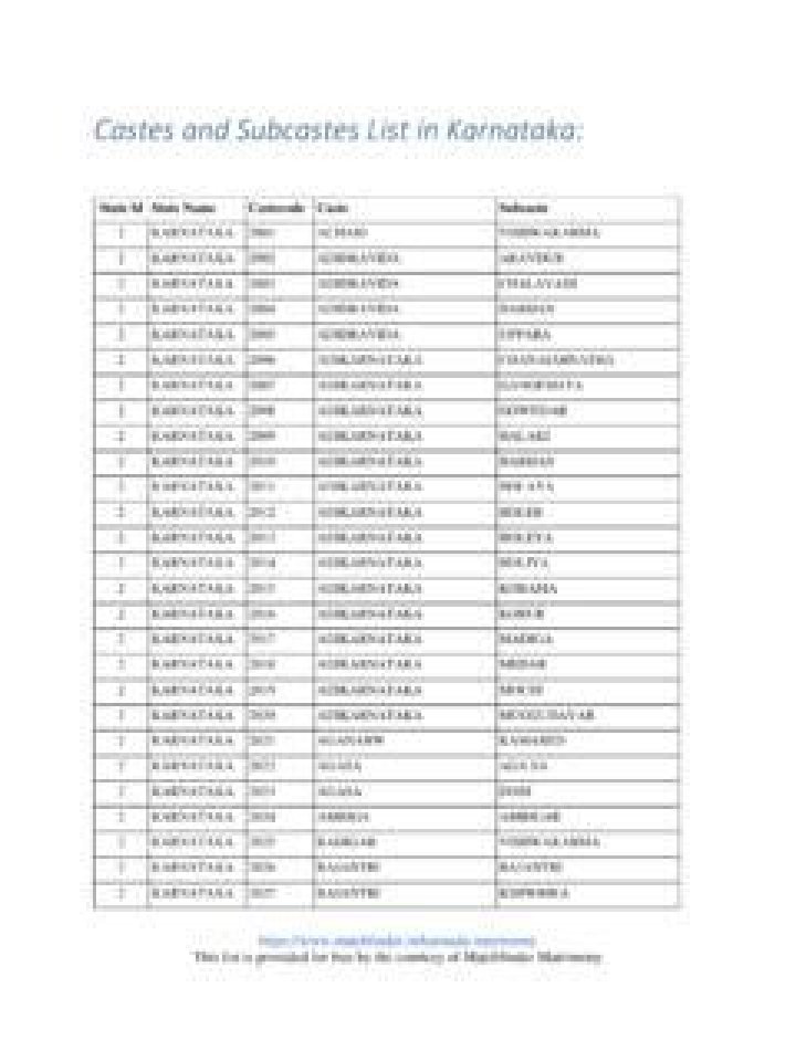 Karnataka Caste List PDF: Complete Guide & Detailed Breakdown
