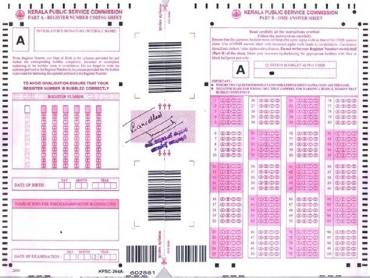 Kerala PSC OMR Sheet PDF Download – Official Results & Marking Sheet