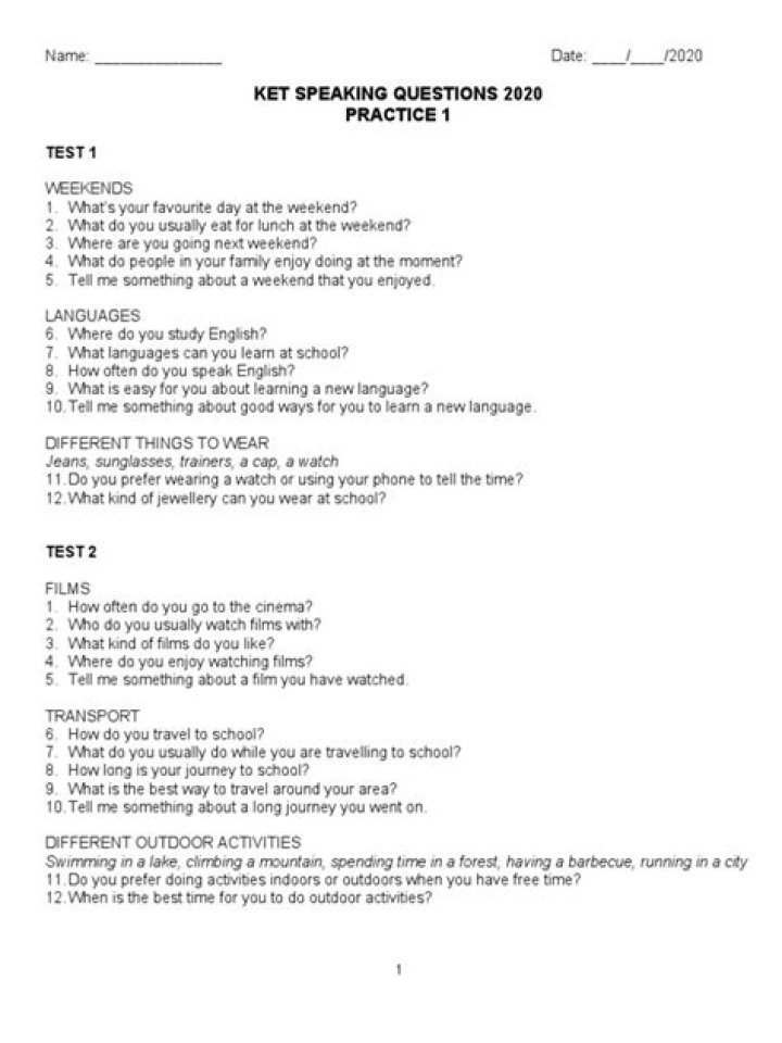 KET Speaking Questions PDF: Master Your Next Presentation