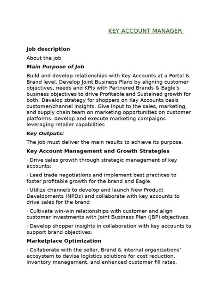 Key Account Manager Job Description PDF: Essential Roles & Responsibilities