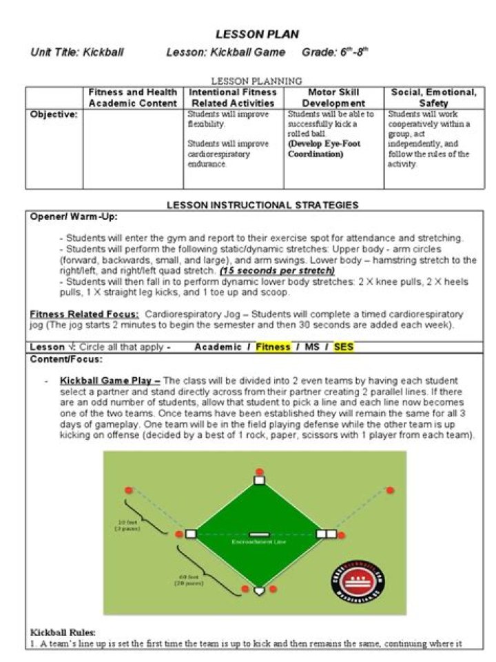 Kickball Lesson Plan PDF – Free Classroom Activity Guide