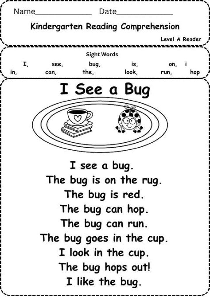 Free Kindergarten Reading Comprehension Worksheets PDF – Instant Download