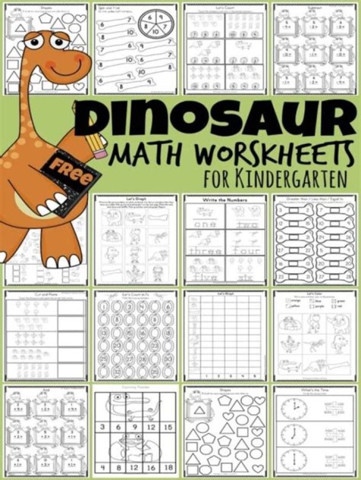 Printable Kindergarten Dinosaur Worksheets PDF for Early Learning