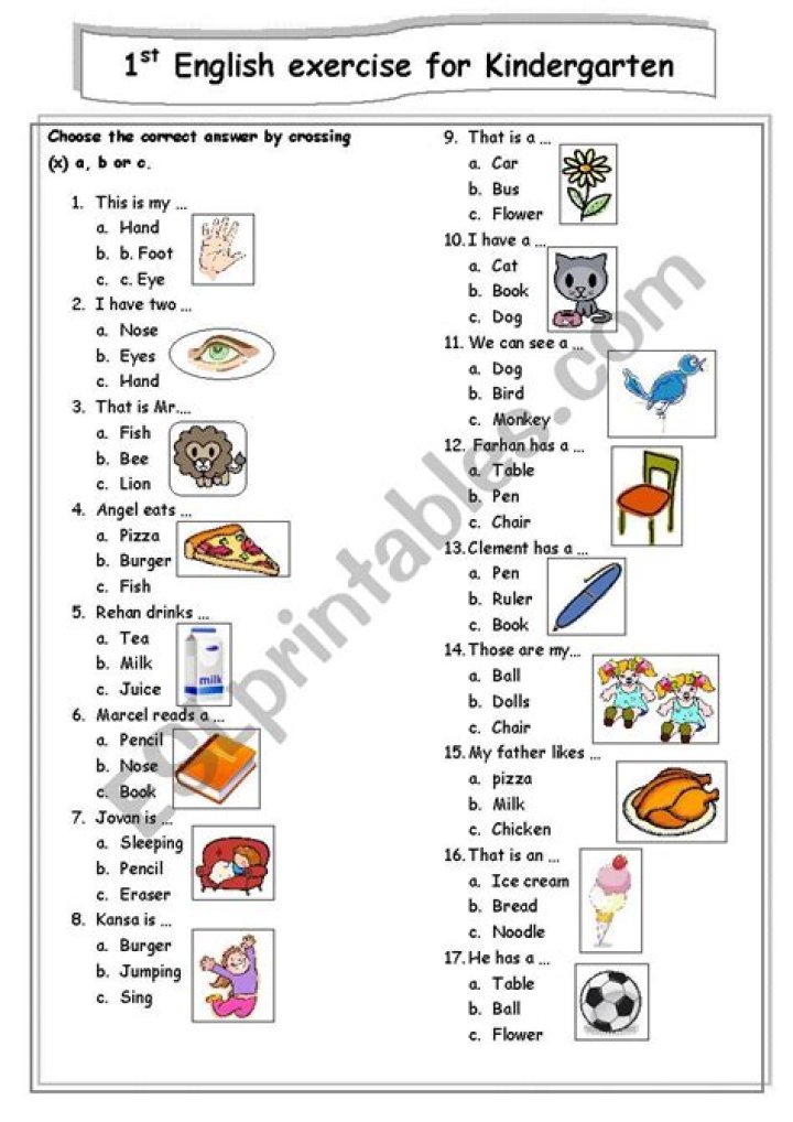 Free Kindergarten English Test PDF for Early Learning Success