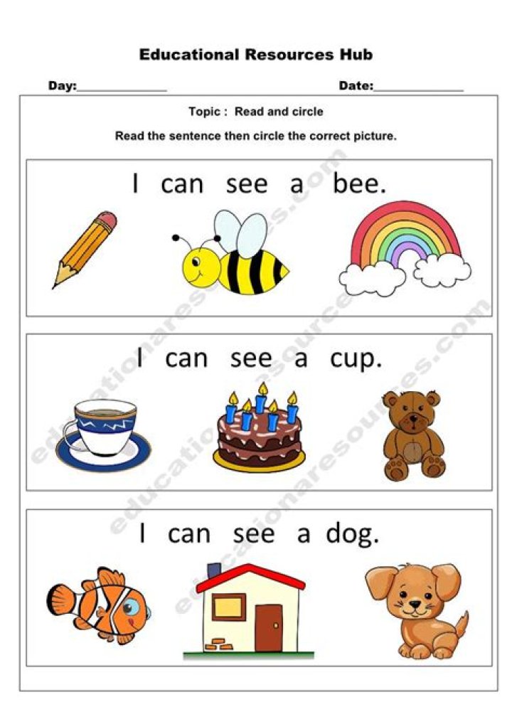 Free Kindergarten English Worksheets PDF for Home & Classroom Use