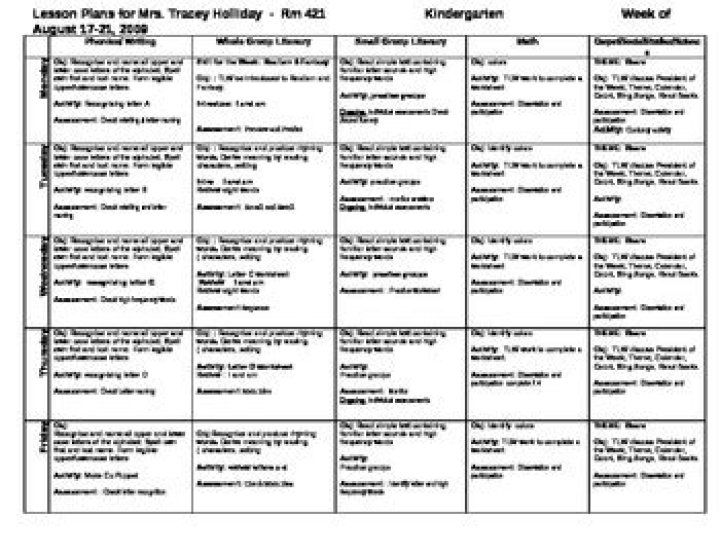 Full-Year Kindergarten Lesson Plans PDF for Teachers