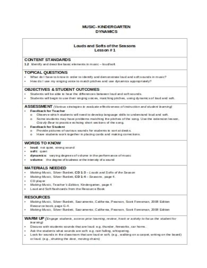 Free Kindergarten Music Lesson Plans PDF for Fun Early Learning