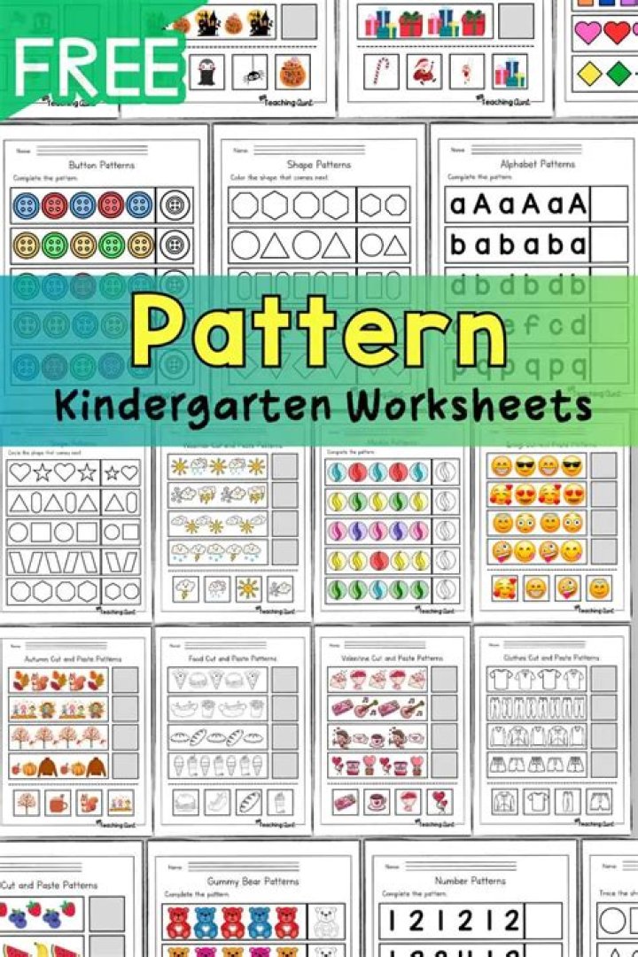 Free Kindergarten Pattern Worksheets PDF for Instant Download