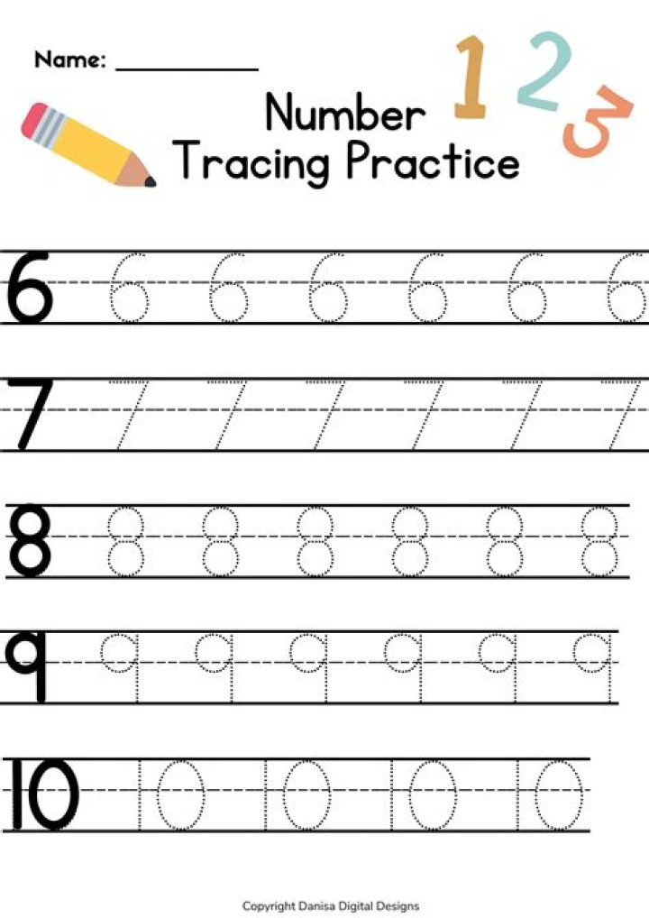 Printable Kindergarten PDF Number Tracing Worksheets for Free Download
