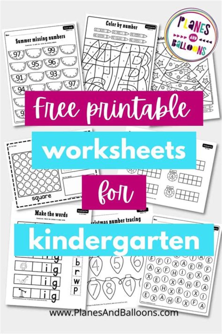 Free Kindergarten Printable Worksheets PDF – Instant Download