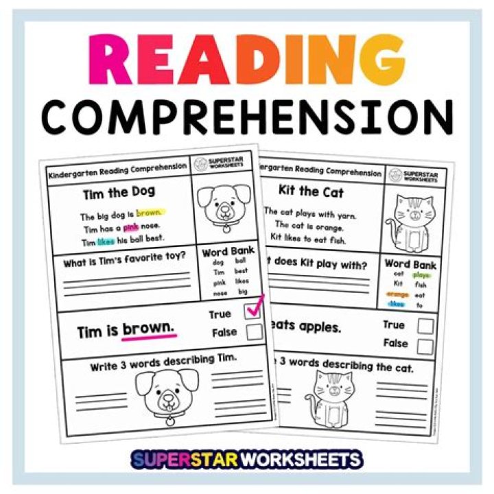 Free Kindergarten Reading Worksheets PDF with Answers for Instant Download