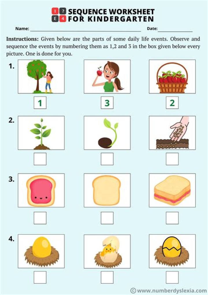 Free Kindergarten Sequencing Worksheets PDF for Early Learning