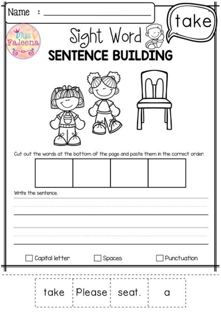 Kindergarten Sight Word Sentences Worksheets PDF for Free Download