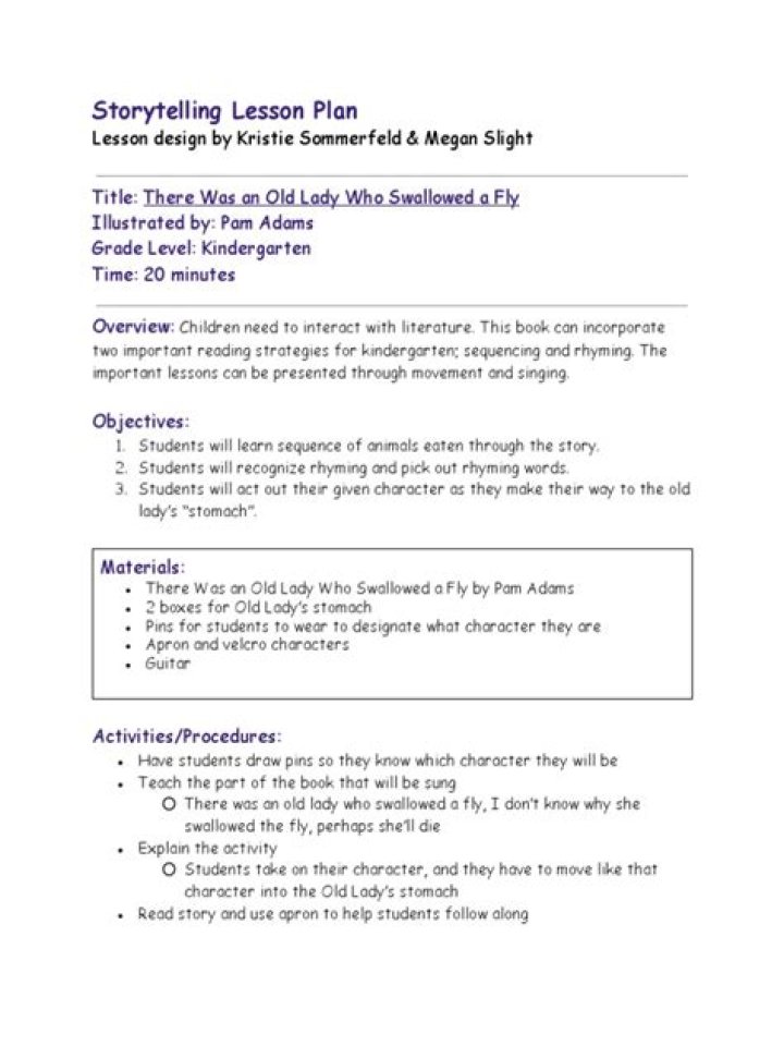 Kindergarten Storytelling Lesson Plan PDF for Engaging Young Learners