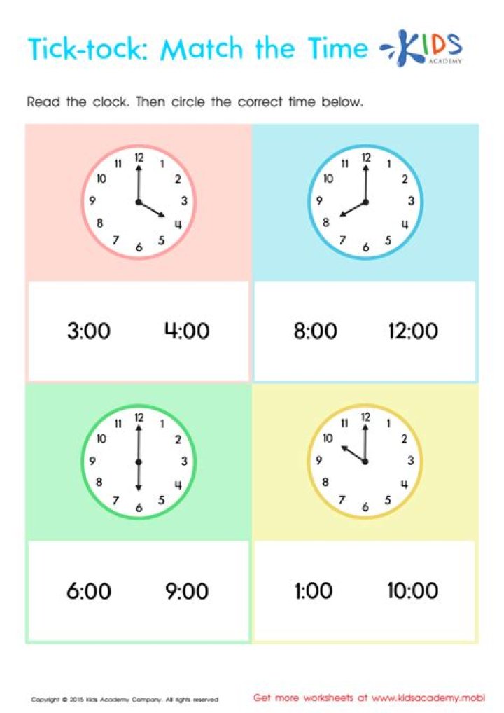 Free Kindergarten Telling Time Worksheets PDF for Early Learners