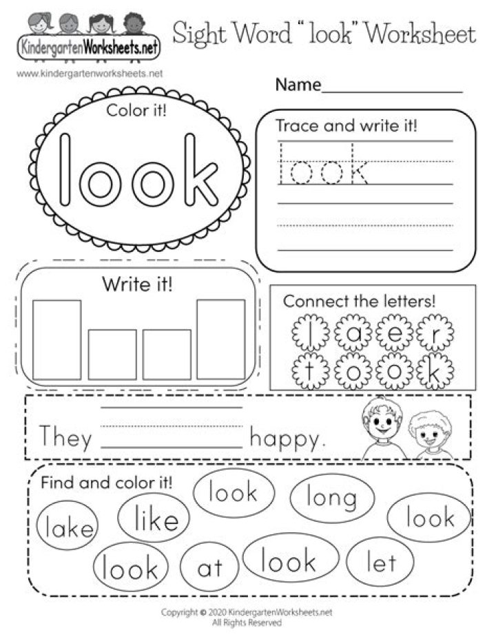 Free Kindergarten Sight Words PDF Worksheets for Early Readers