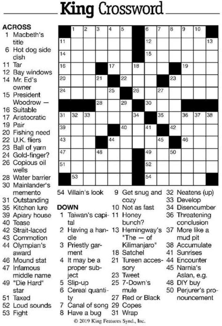 King Crossword Puzzle Answers Today PDF Download
