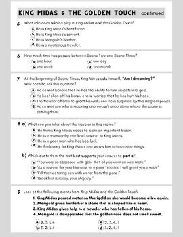 King Midas and the Golden Touch: Key Questions & Answers PDF