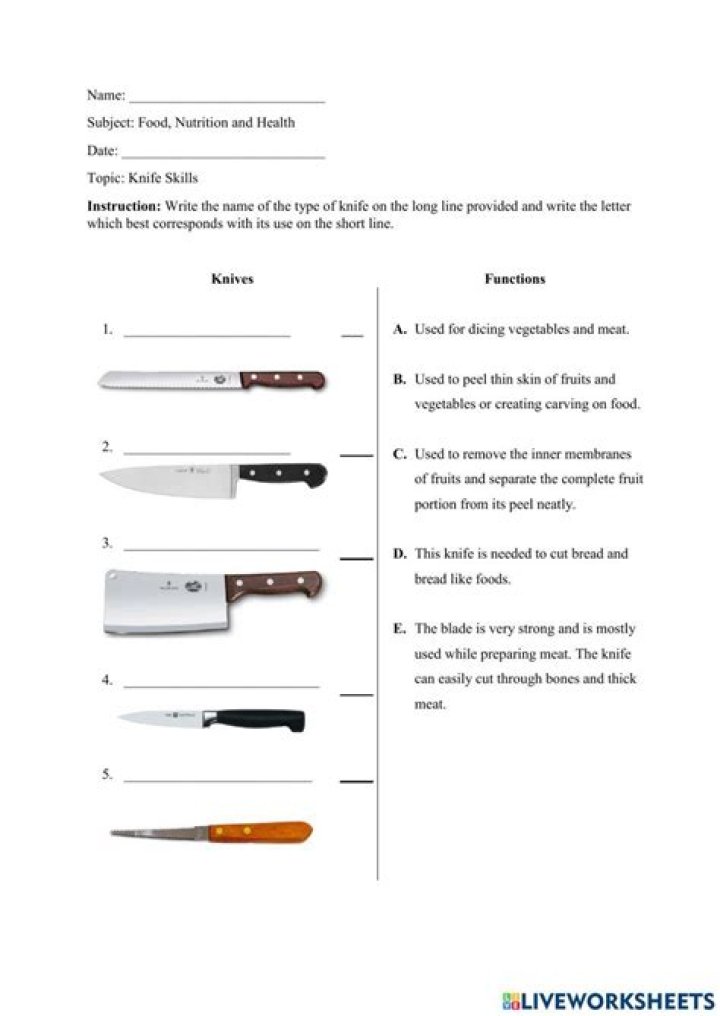 Master Knife Skills: Free Printable Worksheet PDF