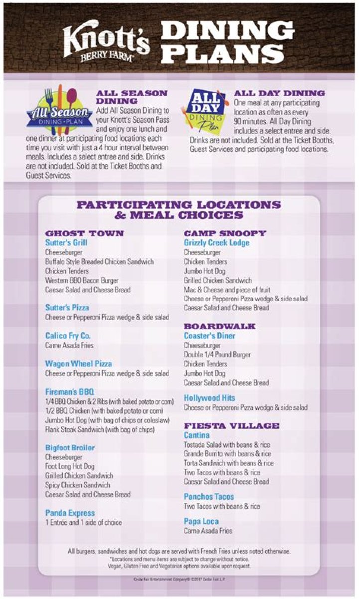 Knott's Berry Farm Meal Plan Restaurants & PDF Meal Guide
